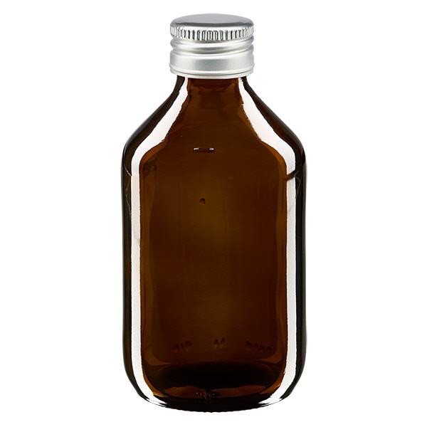 250ml medicijnfles bruin, met zilveren aluminium dop 250ml medicijnfles bruin, met zilveren aluminium dop