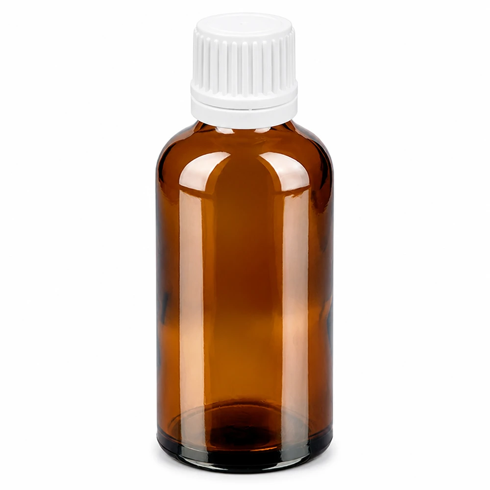 50ml Druppelflesje 0.7mm wit OV BrownLine UT18/50 UV-beschermende druppelfles 50ml bruin - perfect voor lichtgevoelige vloeistoffen en essences