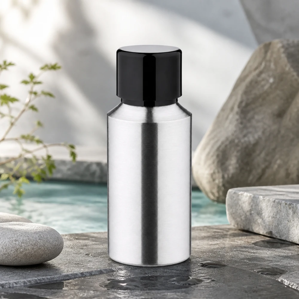 Hoogwaardige 30 ml fles van gepolijst aluminium voor de cosmetica-industrie en productontwikkeling