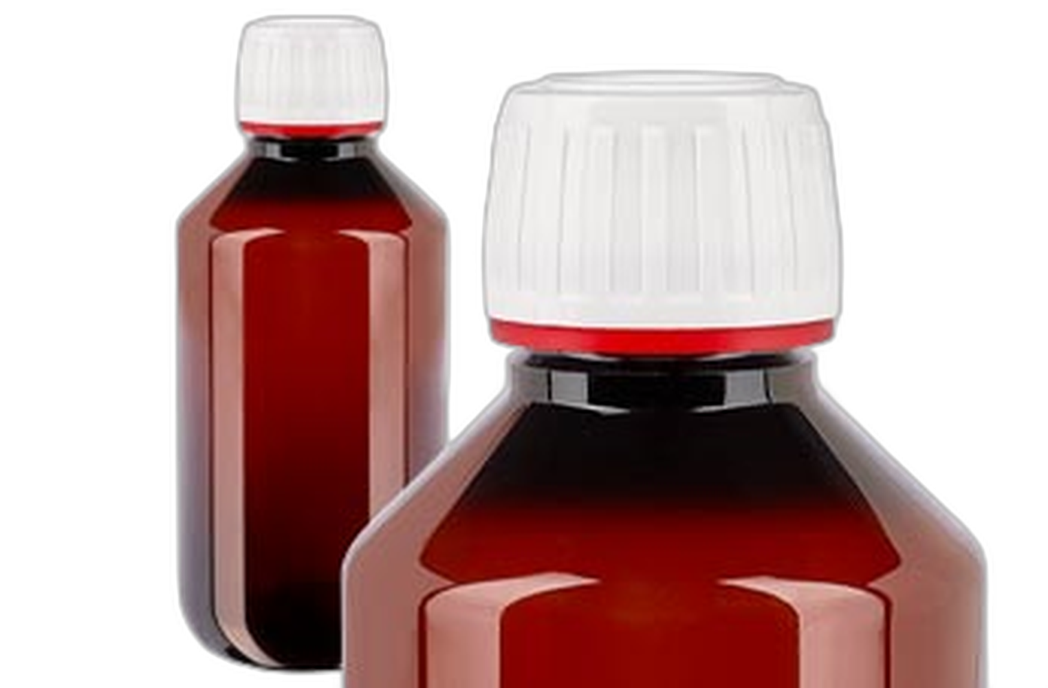 Bruine PET medicijnfles met wit/rode dop