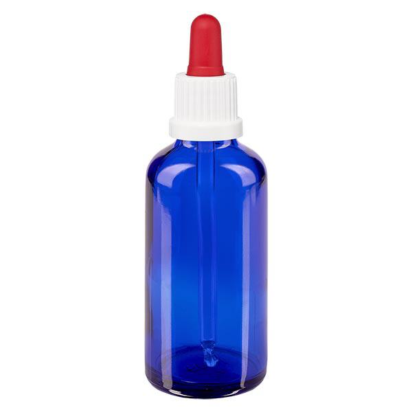 Pipetfles blauw 50ml, pipet wit/rood VR Pipetfles blauw 50ml, pipet wit/rood VR