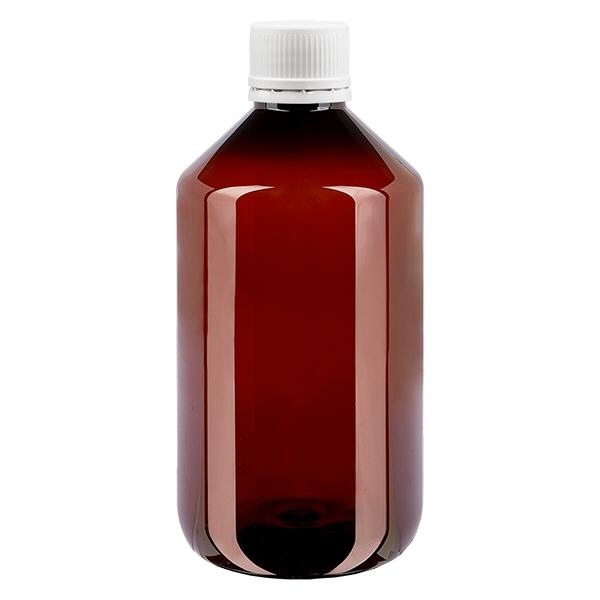 PET fles 500ml met wit OV fijn geribd PET fles 500ml met wit OV fijn geribd