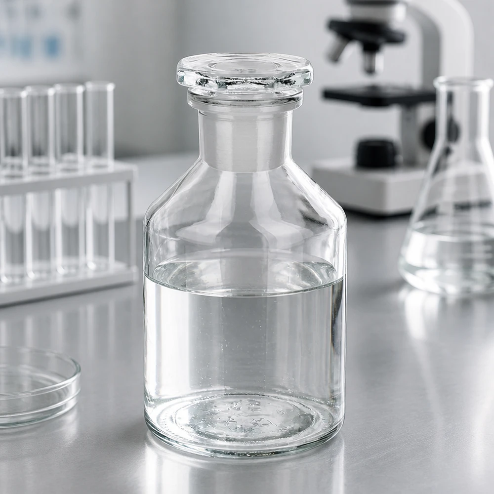 Fles met steile borst en smalle hals, transparant, 50 ml, voor het veilig bewaren van laboratoriumvloeistoffen
