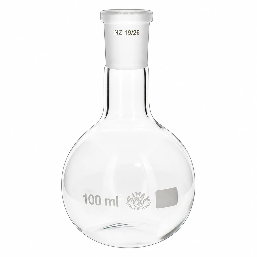 Glazen kolf 100ml met NS 19/26 geslepen verbinding kristalhelder voor professionele laboratoriumtoepassingen