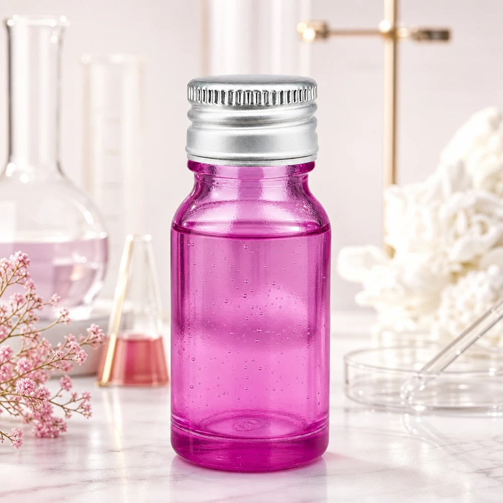 10ml flesje 11mm aluminium-zilver schroefdop standaard PurpleLine.UT18/10 10 ml monsterflesje van violet glas met nauwsluitend aluminium-zilver deksel voor op reis