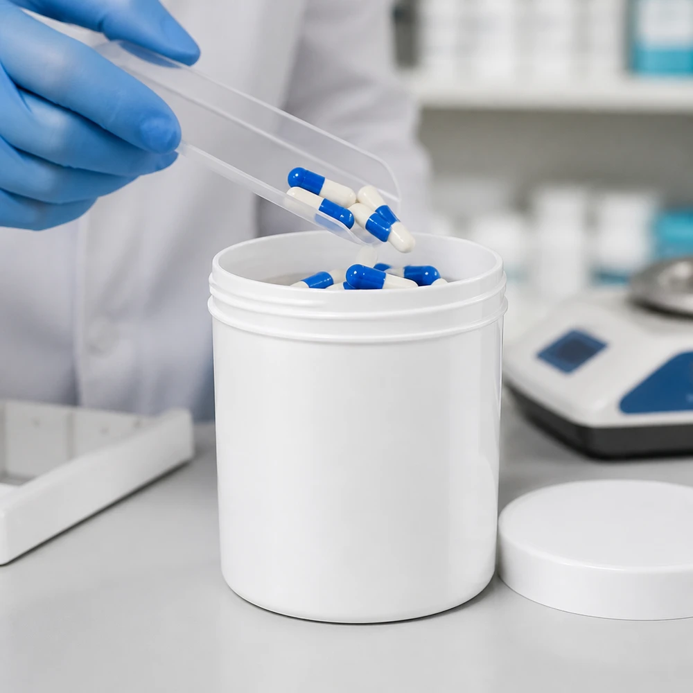 Zalfpotje 150 g, wit PP-kunststof, ideaal voor het verpakken van capsules en tabletten