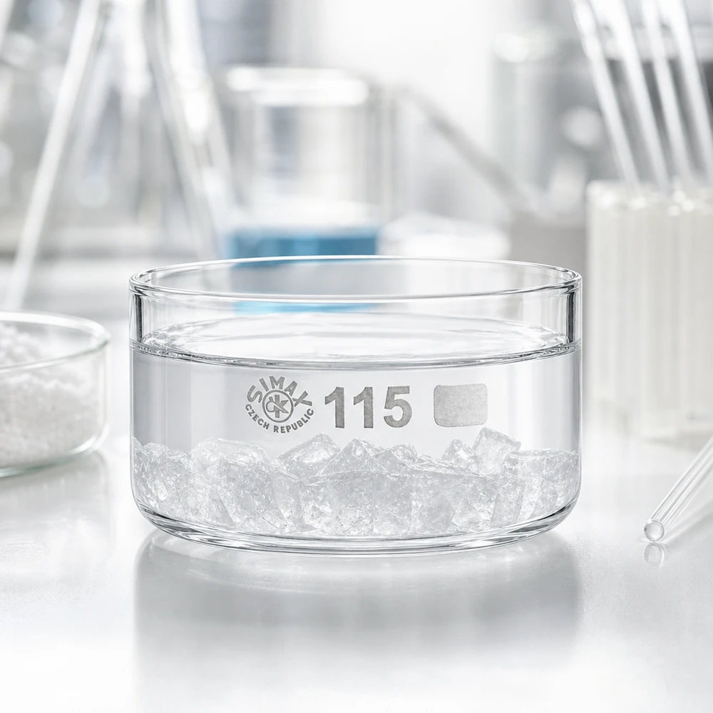 Kristalliseerschaal 500ml zonder schenktuit Laboratoriumkom van borosilicaatglas, 500 ml, SIMAX Tsjechië, hittebestendig en helder