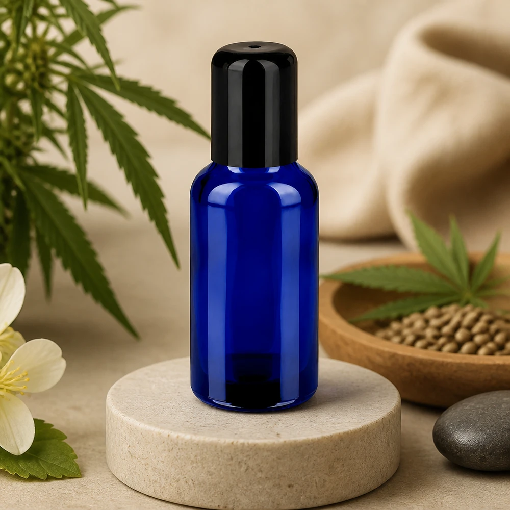 UV-beschermende blauwe 30ml roller STD BlueLine UT18/30 gemaakt van robuust glas