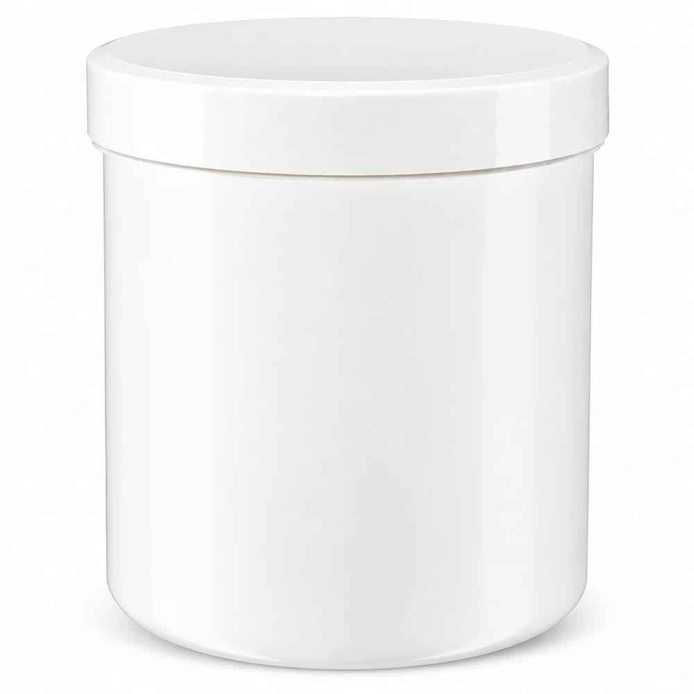 Zalfpot 50 g wit met schroefdeksel wit (PP) Kleine witte pot van PP, 50 ml, voor zalven, crèmes en cosmetische preparaten