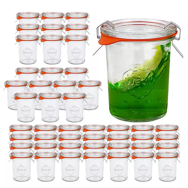 Set van 48 Weck 160 ml bekers met 48 glazen deksels Set van 48 Weck 160 ml bekers met 48 glazen deksels