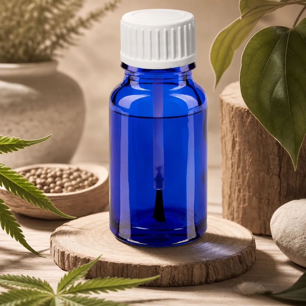 Handig blauw kwastflesje 10ml - ideaal voor stipbehandelingen en precisiewerk