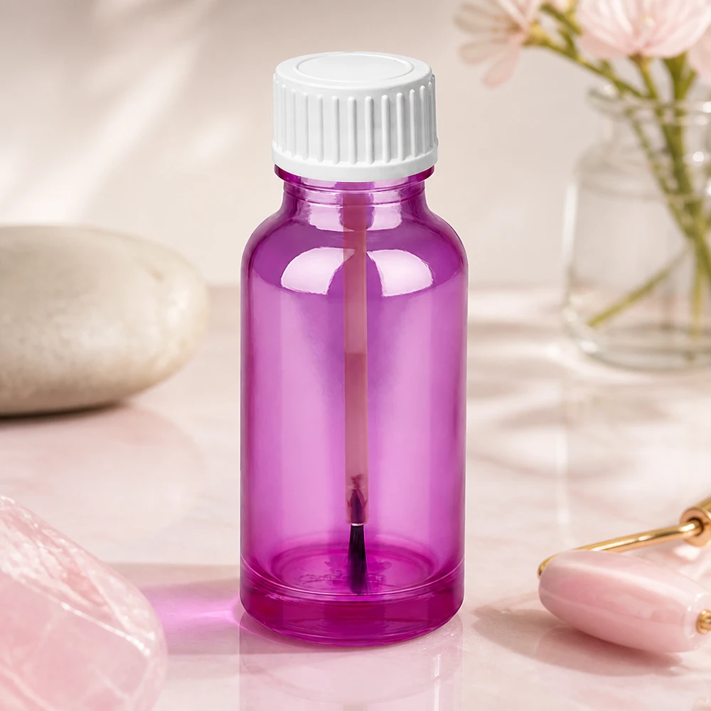 20ml penseelflacon wit standaard PurpleLine UT18/20 Hoogwaardige 20ml PurpleLine glazen fles met kindveilige witte dop