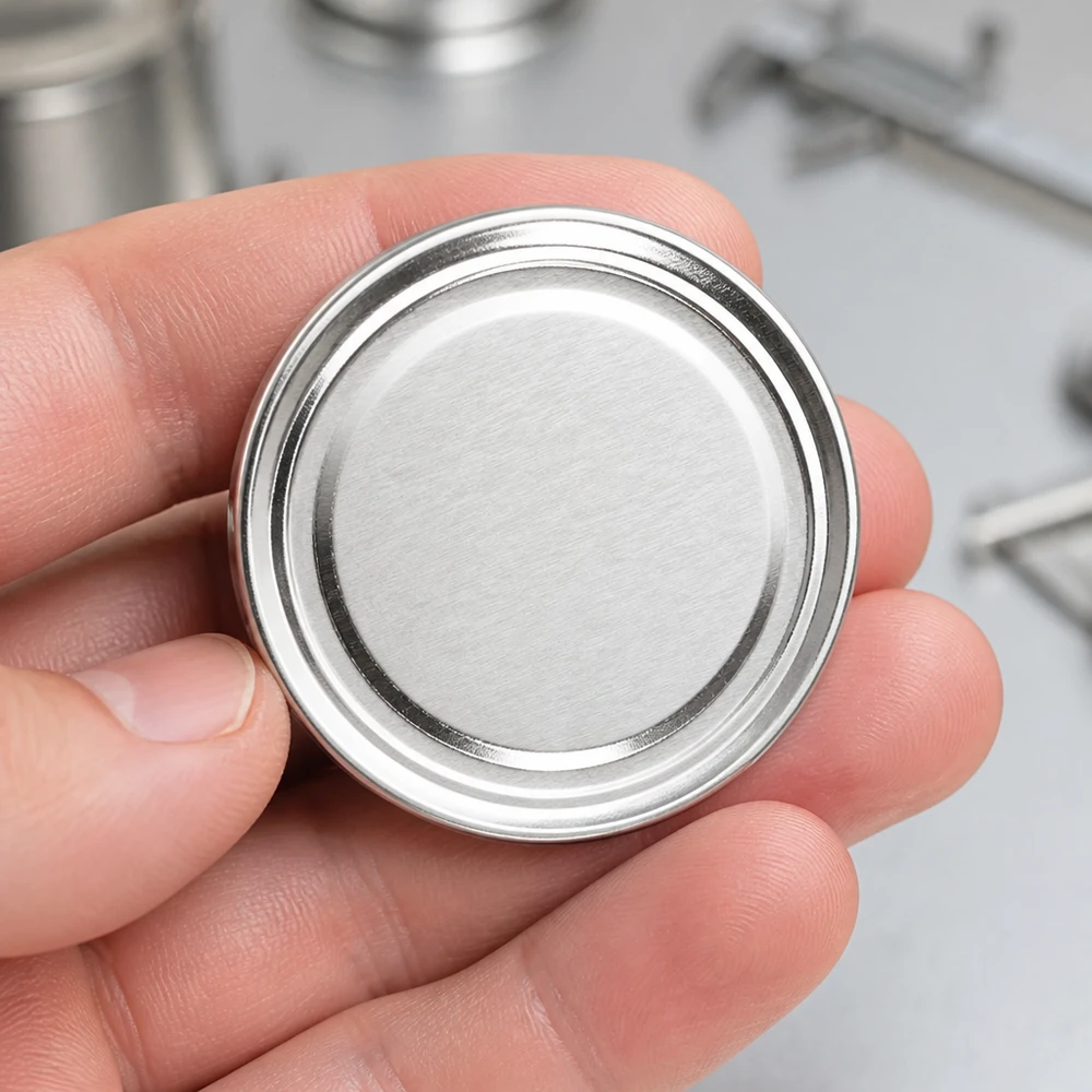 63 mm BasicSeal-deksel, zilver (TO63) UNiTWIST TO63 schroefdeksel 63 mm zilver UNiTWIST BasicSeal vlakke onderkant close-up