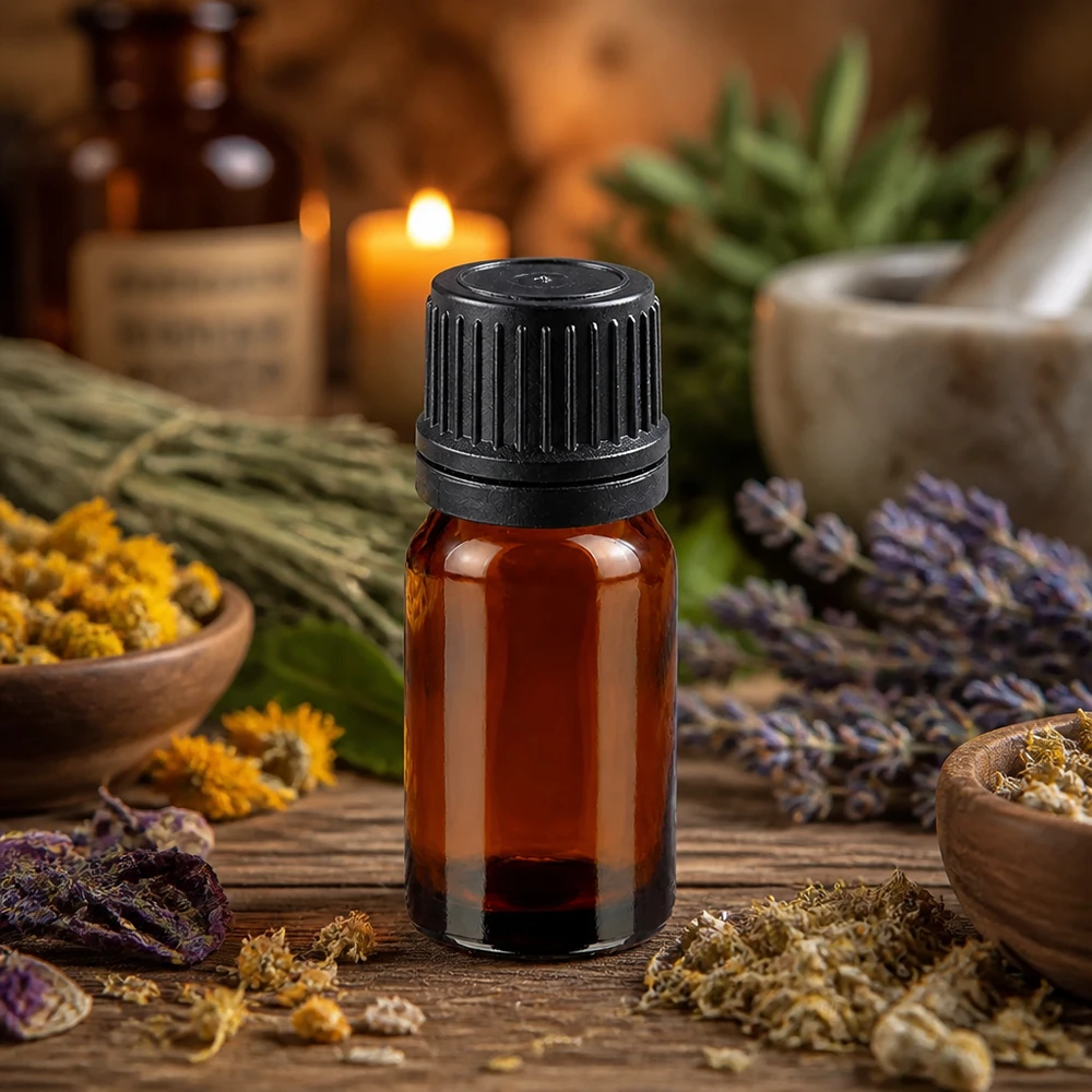 BrownLine 5ml druppelflacon van hoogwaardig amberkleurig glas met zwarte verzegelbare dop