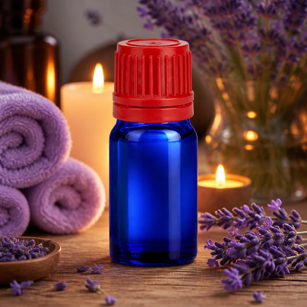 Robuust 5ml flesje van blauw glas met stevige dop BlueLine UT18/5