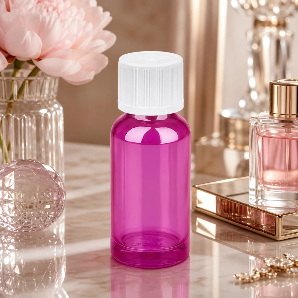 20ml druppelfles 1,2mm wit standaard kindveilig PurpleLine.UT18/20 Precisie druppelfles 20ml met witte KiSi dop voor farmaceutische dosering