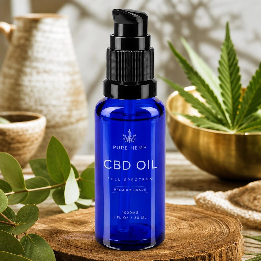 Blauwe glazen flessen 30ml met zwart pompsluiting Blauw glazen flesje van 30 ml met pompdop voor etherische oliën en natuurlijke cosmetica