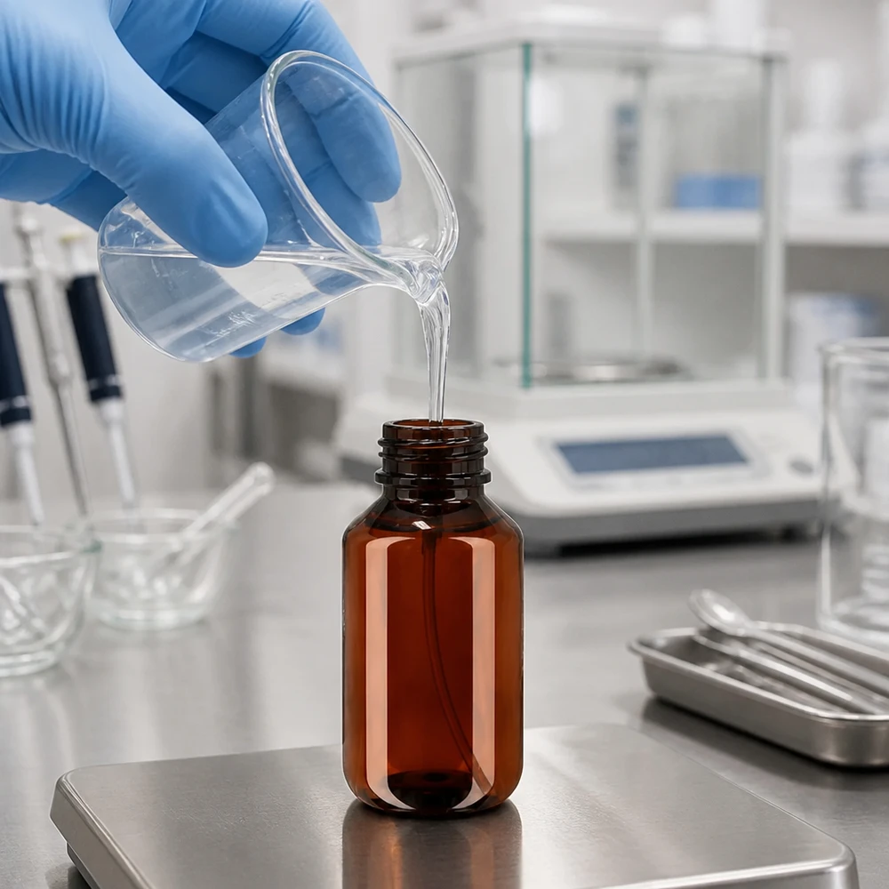 100 ml PET medicijnfles met verstuiver zwart GCMI 28/410 incl. dop transparant, standaard Handliche 100ml PET Flasche bernsteinfarben mit Zerstäuber für Gesichtswasser und Sprays