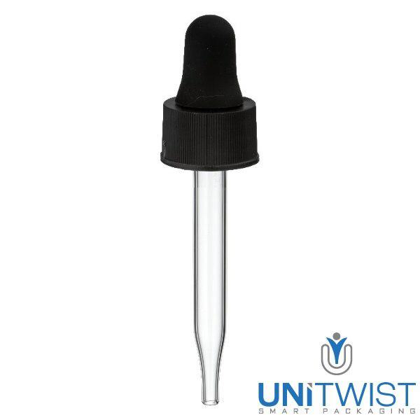 Glazen-druppelpipet zwart 13 mm PL48