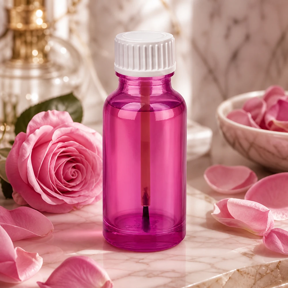 20ml penseelflacon wit standaard PurpleLine UT18/20 STD glazen fles 20ml Purple Line serie met UT18/20 schroefdraad voor nagellak en serums
