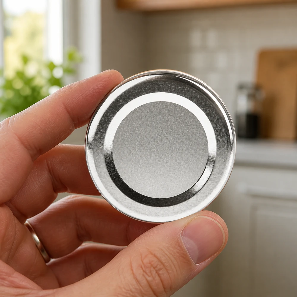 48 mm BasicSeal-deksel, zilver (TO48) UNiTWIST Conserveringsdeksel BasicSeal 48 mm zilver met witte afdichting UNiTWIST TO48