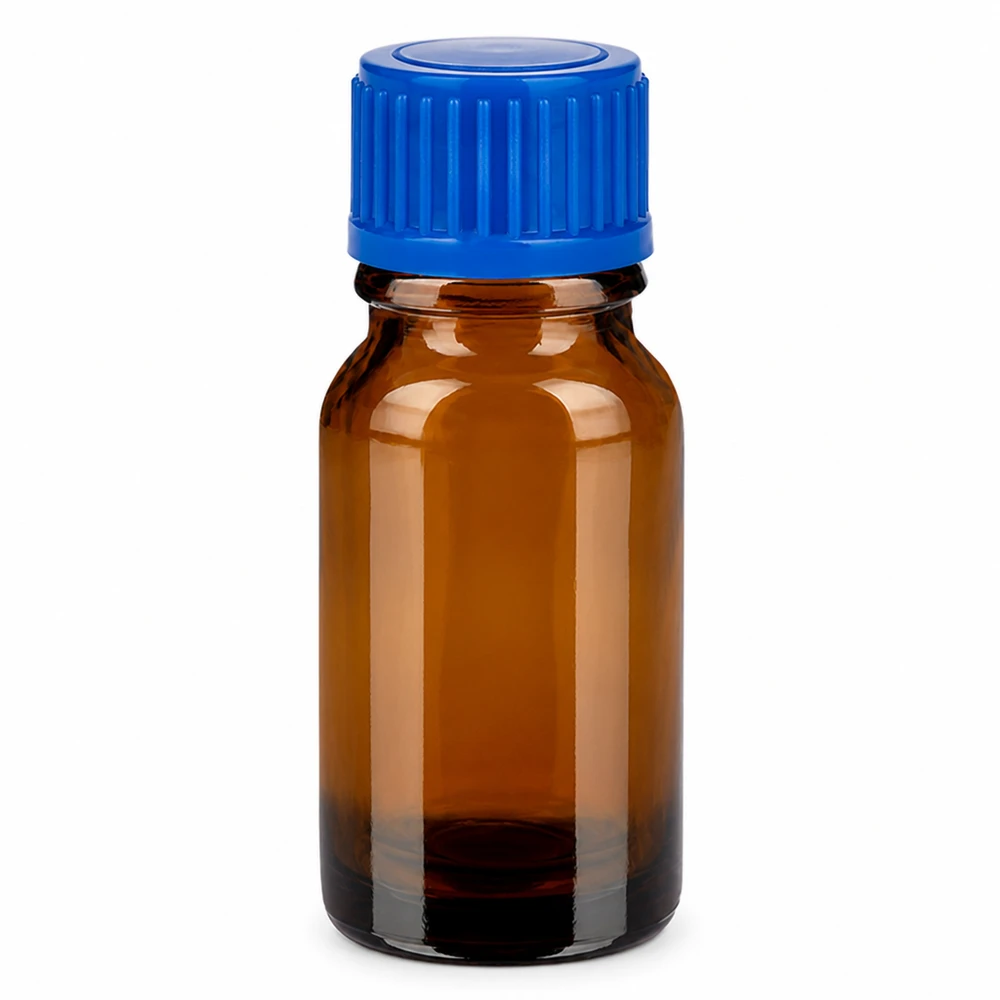 10ml flesje 11mm SV blauw STD BrownLine UT18/10 Farmaceutisch amberkleurig glazen flesje 10ml met strakke blauwe dop voor actieve ingrediënten