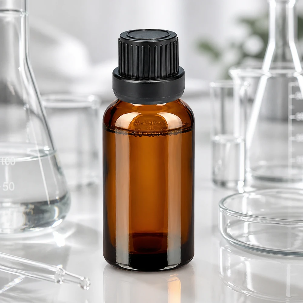 10ml druppelflacon 2mm zwart OV BrownLine UT18/10 10ml druppelflesje bruin met zwarte dop en UT18/10 aansluiting voor vloeibare stoffen