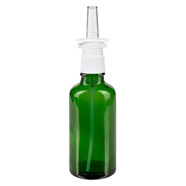 Groenen glazen flessen 50ml met neusverstuiver Groenen glazen flessen 50ml met neusverstuiver