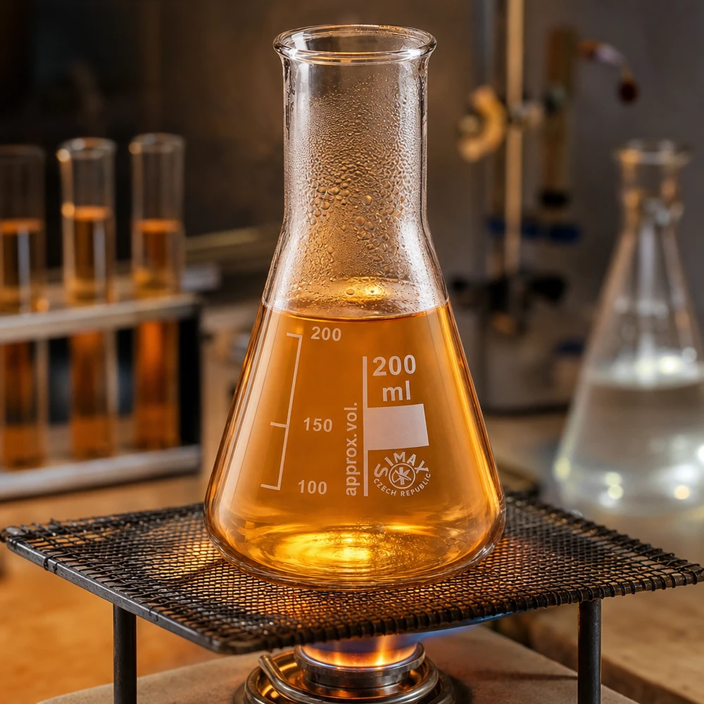 Erlenmeyer 200ml nauwe hals borosilicaat met afgeronde rand
