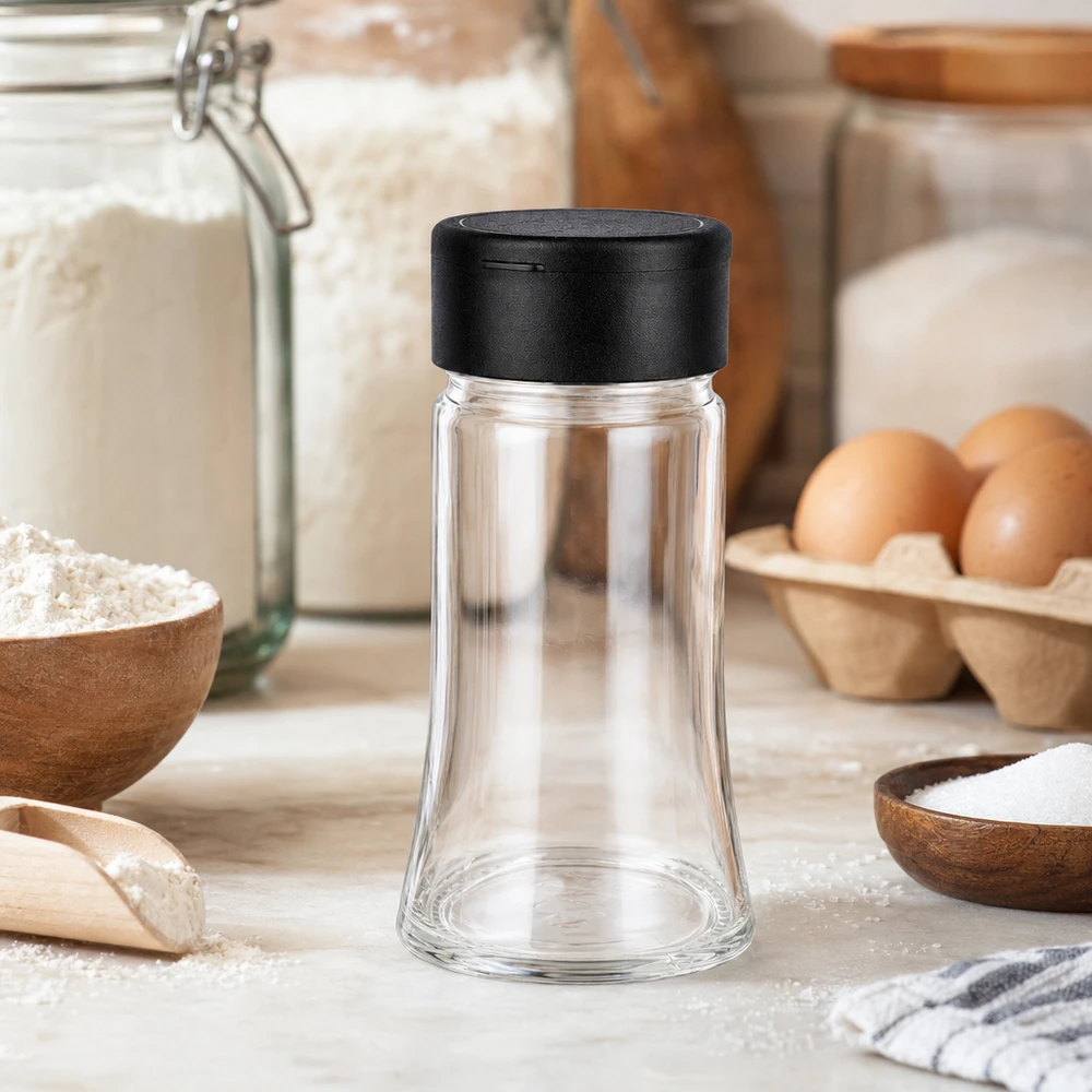 Zout-/kruidenpotje 95 ml met strooier, zwart