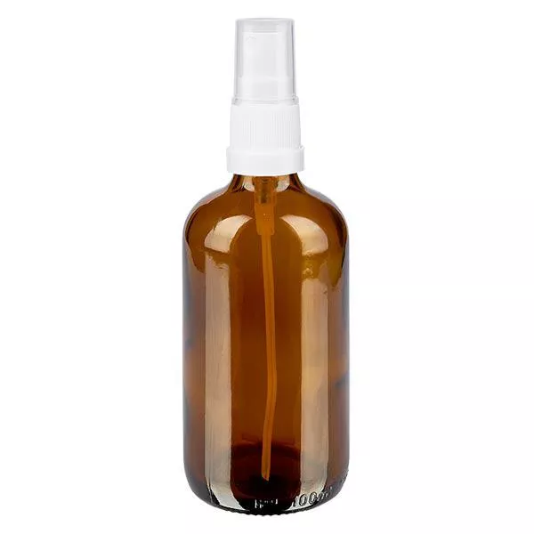 Bruin glazen flessen 100ml met wit pompverstuiver