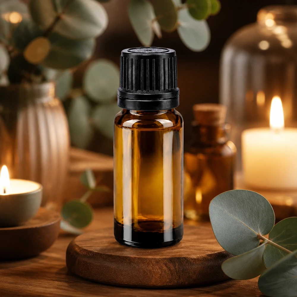 Donker 10 ml druppelflesje van hoogwaardig apothekersglas met UV-bescherming en OV-dop