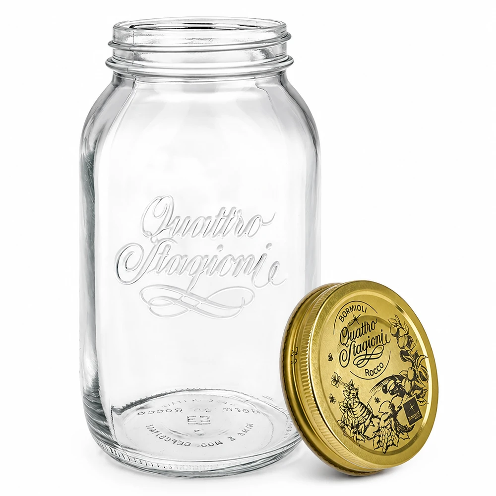 Quattro Stagioni inmaakpot 1500ml met apart gouden deksel detailaanzicht italiaanse inmaakpot