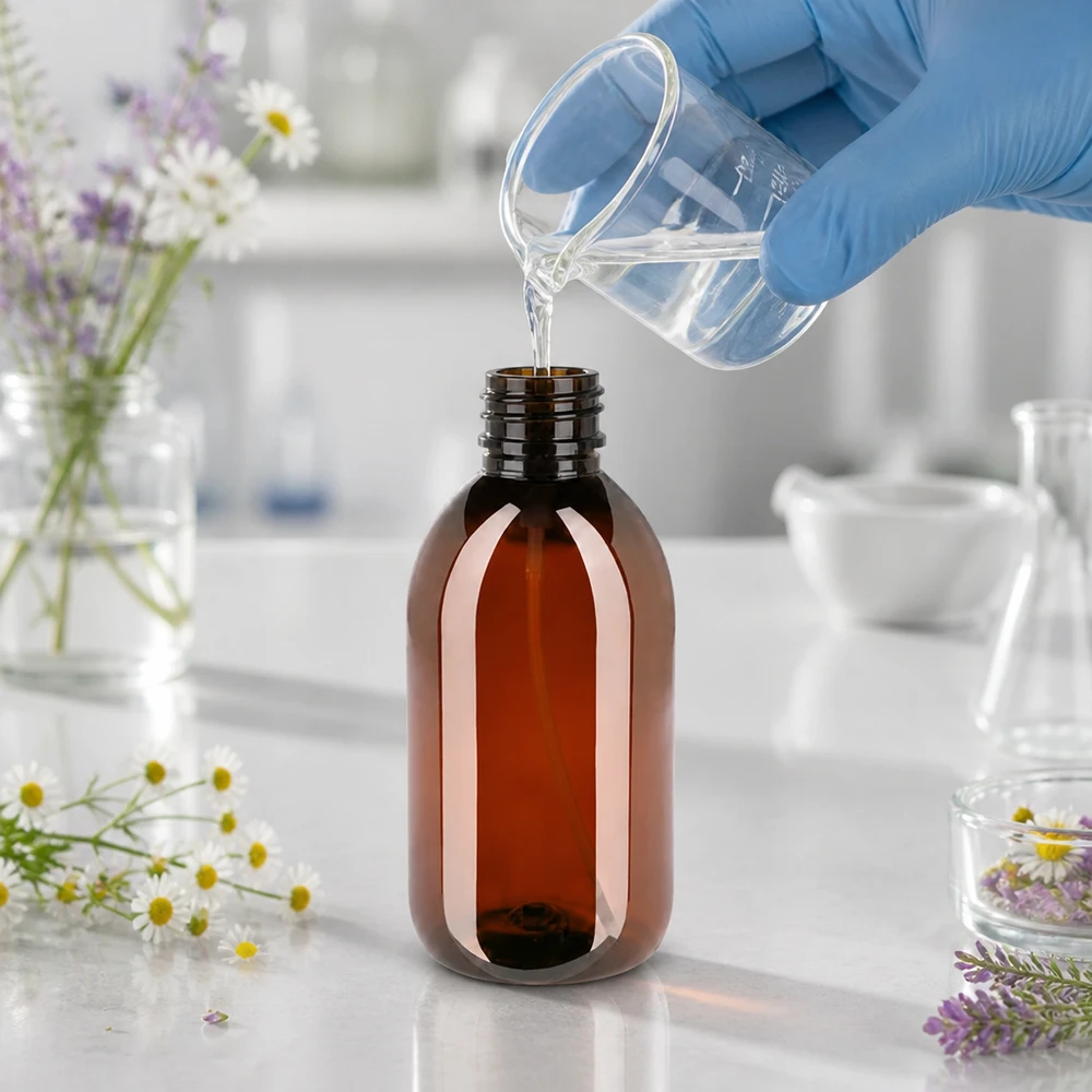 UV-schützende 250ml PET Flasche mit schwarzem Sprühaufsatz für Flüssigkeiten