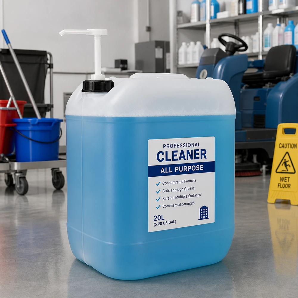 20l Jerrycan, UN-toelating, met doseerpomp Grootverpakking: jerrycan van 20 liter met doseerpomp voor geconcentreerd reinigingsmiddel voor industrieel gebruik
