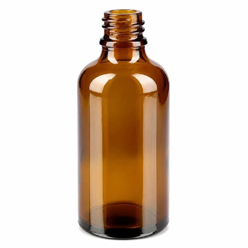 50ml fles 11mm SV rood STD BrownLine UT18/50 Handige bruine fles van 50 ml met rode dop voor nauwkeurige dosering en transport