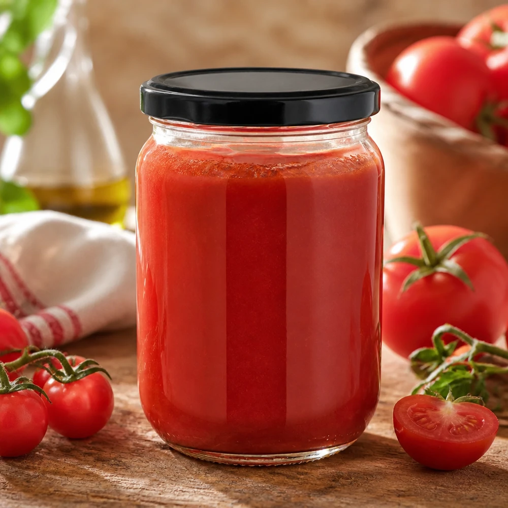 555 ml bewaarpot UniTwist met BasicSeal-deksel, zwart, voor houdbare tomatenproducten