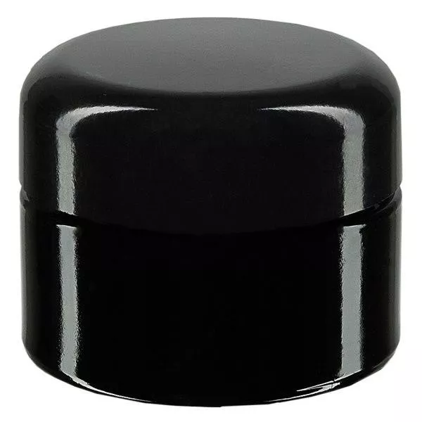 Cosmetisch potje violet glas 30ml, met zwart deksel Cosmetisch potje violet glas 30ml, met zwart deksel