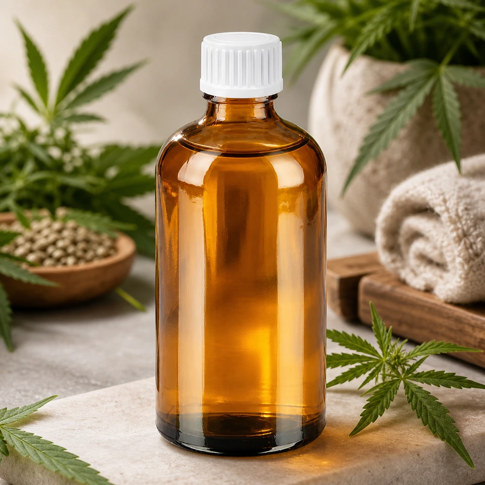 Bruin glazen flesje 100ml met wit druppeldeksel voor professionele aromatherapie