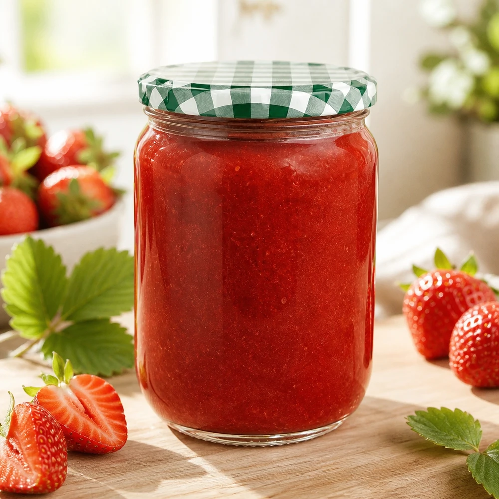 555 ml UNiTWIST ronde glazen pot met BasicSeal-deksel, perfect voor jam, confituur en vruchtenpasta’s