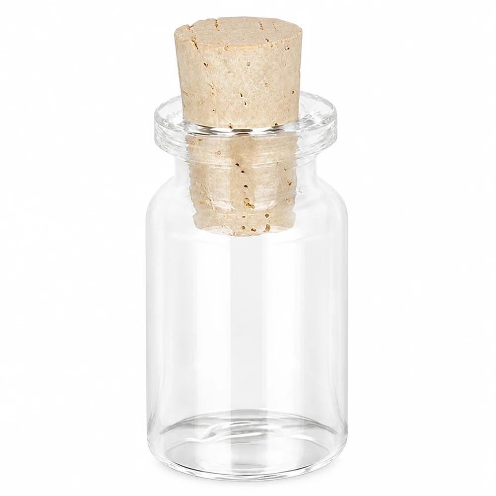 Injectiefles helder glas 5ml met kurk 11/14mm Durchsichtige Glasflasche 5ml mit hellem Naturkorkverschluss für Schmuck und Bastelprojekte