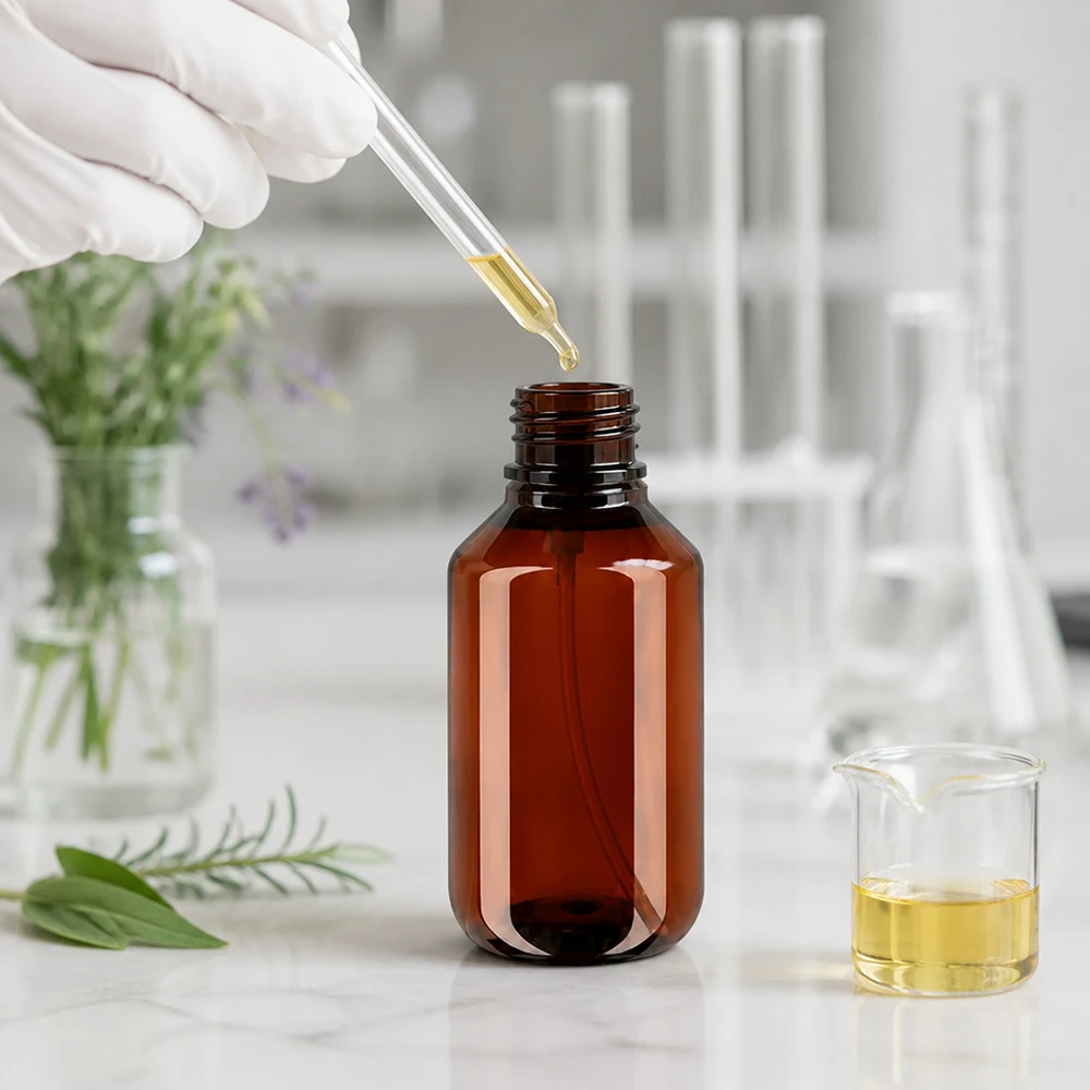 100 ml PET medicijnfles met verstuiver zwart GCMI 28/410 incl. dop transparant, standaard Nachfüllbare 100ml Braunglasflasche mit schwarzem Zerstäuber für Aromatherapie Öle
