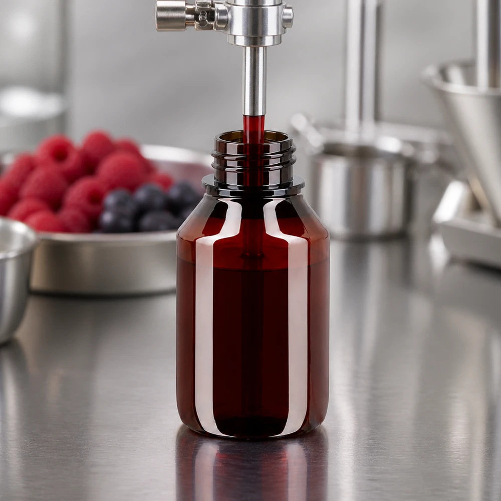 UV-bestendige amberkleurige fles van 50 ml, gemaakt van PET-kunststof, voor gevoelige vloeibare levensmiddelen