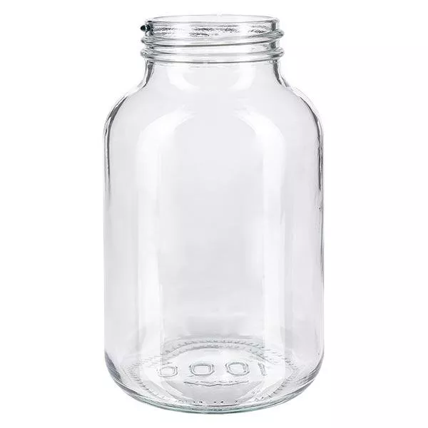 Fles met wijde hals 1000 ml helder glas met DIN 68 opening zonder sluiting Fles met wijde hals 1000 ml helder glas met DIN 68 opening zonder sluiting