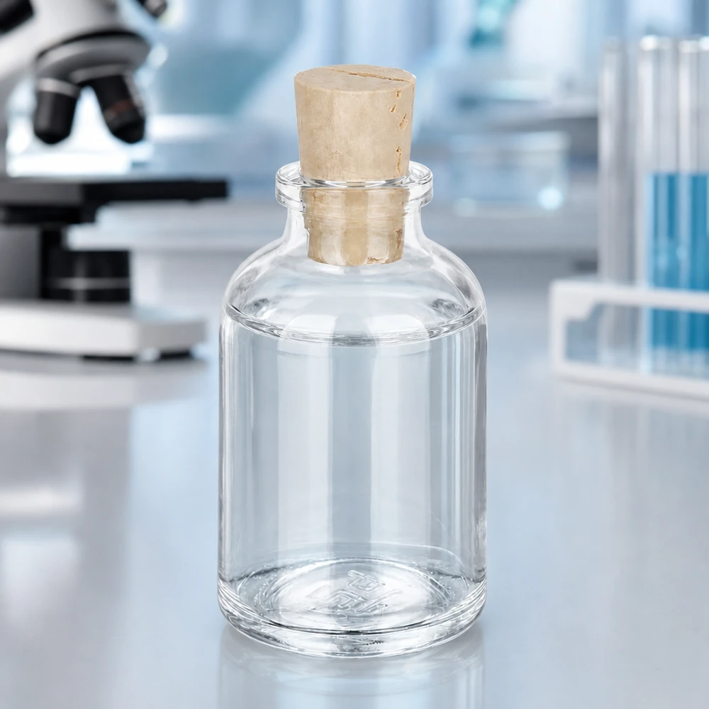 Injectiefles helder glas 50ml met kurk 11/14mm Kompakte Klarglasflasche mit Korkverschluss 11/14mm für Chemikalien und Tinkturen