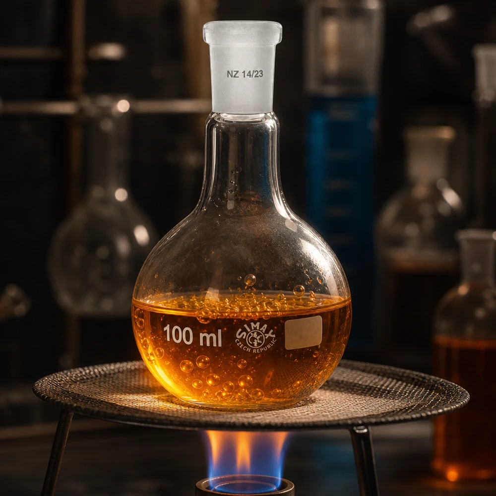 Laboratoriumkolf 100ml transparant met maatverdeling en gestandaardiseerde slijpstukverbinding 14/23