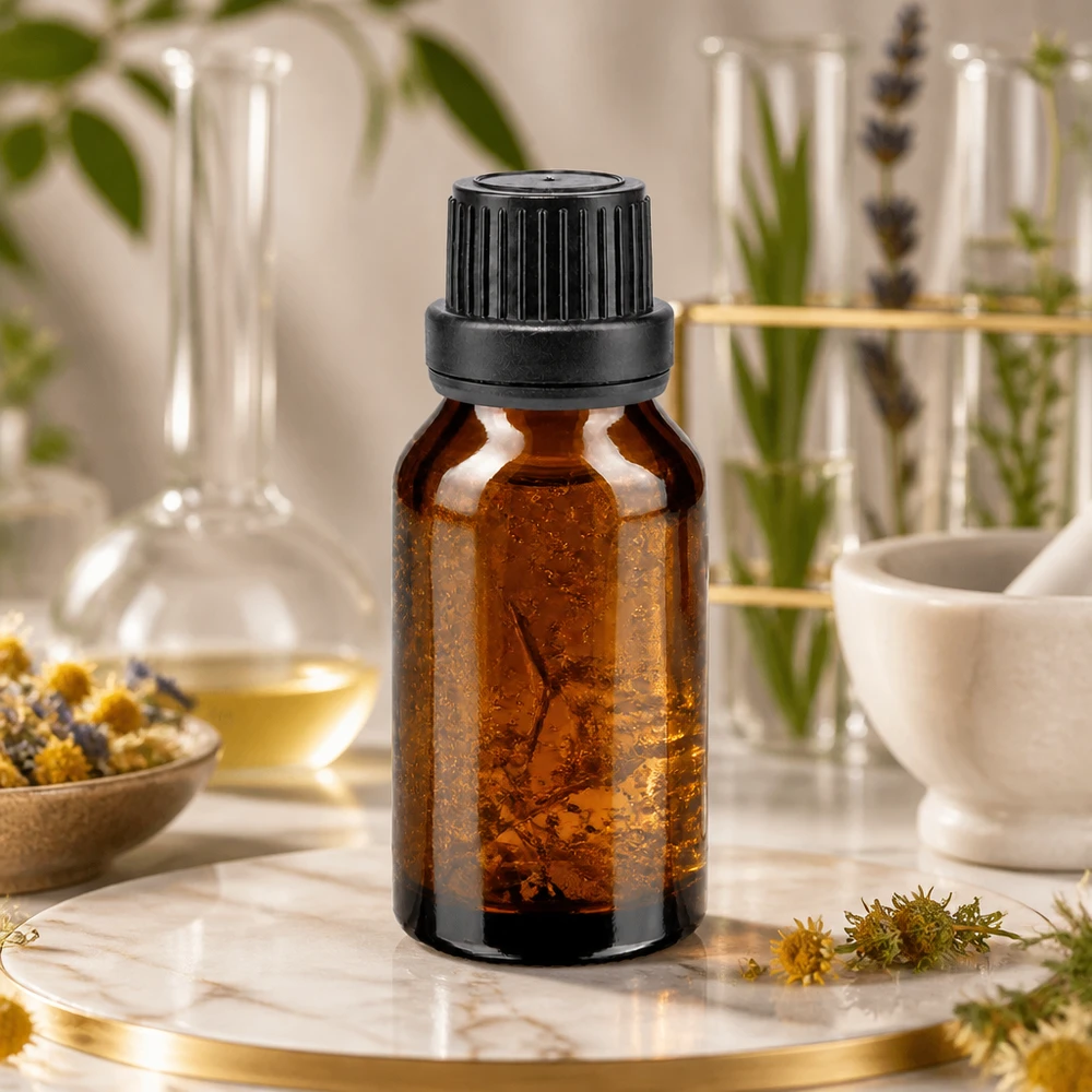 Klassieke apothekersfles van 15 ml, bruin glas met zwarte druppeldop, voor het bewaren van kruidenoliën