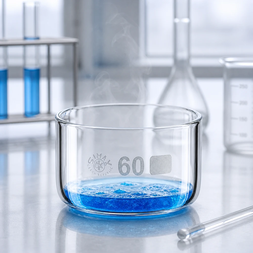 Kristalliseerschaal 60ml zonder schenktuit Simax laboratoriumschaal zonder uitgietopening, 60 ml, hittebestendig glas voor inkookproeven