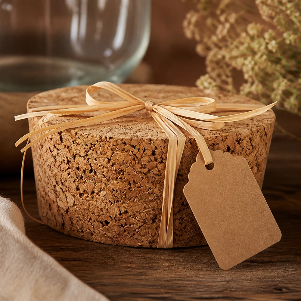 WECK kurkstop RR40 geschenkverpakking met strik en label rustieke decoratie natuurlijke kurkstop 40mm