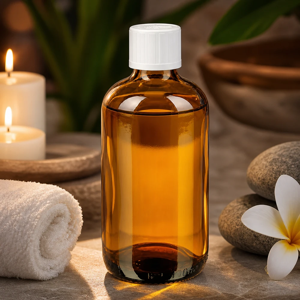 100 ml bruine glazen fles, apotheek, amberkleurig glas, witte dop, aromatherapie-olie